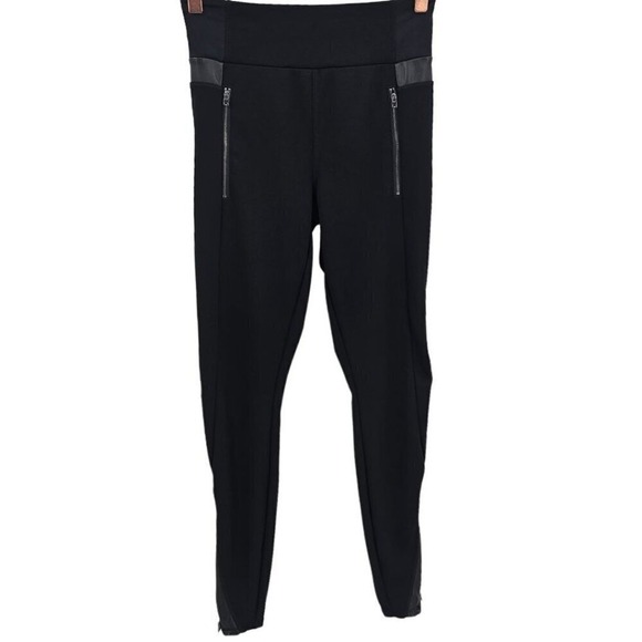 Athleta Womens XS Ponte‎ Lux Faux Leather Zip Leggings - Picture 2 of 15